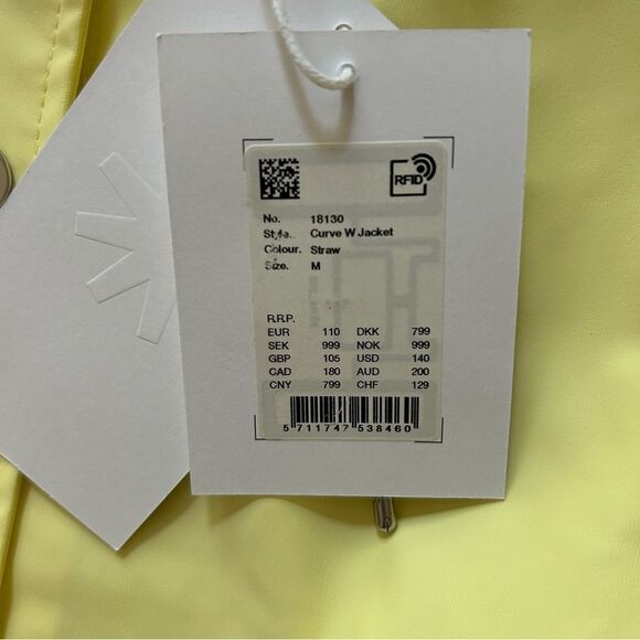 RAINS Yellow Curve Raincoat Belted Waterproof Size Medium NWT - Picture 7 of 8